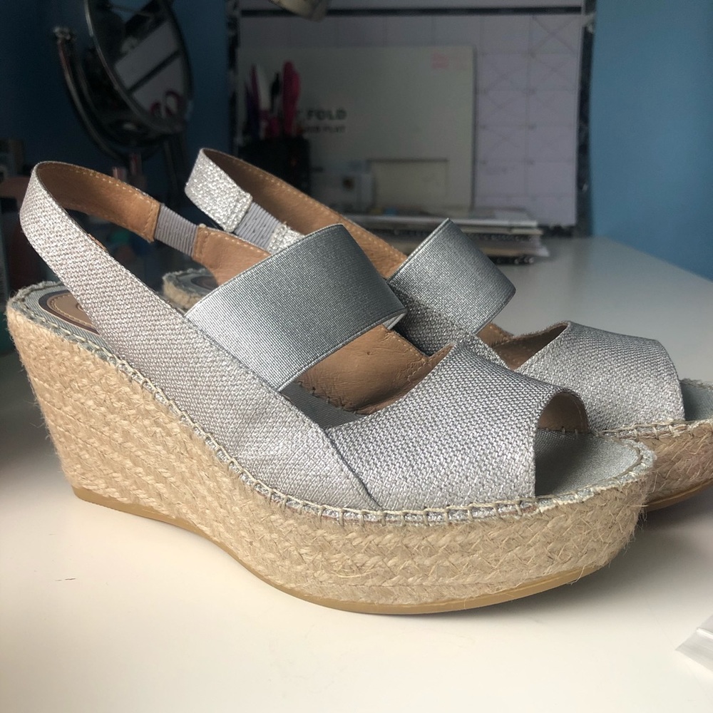 Vidorreta Silver Wedge Espadrilles